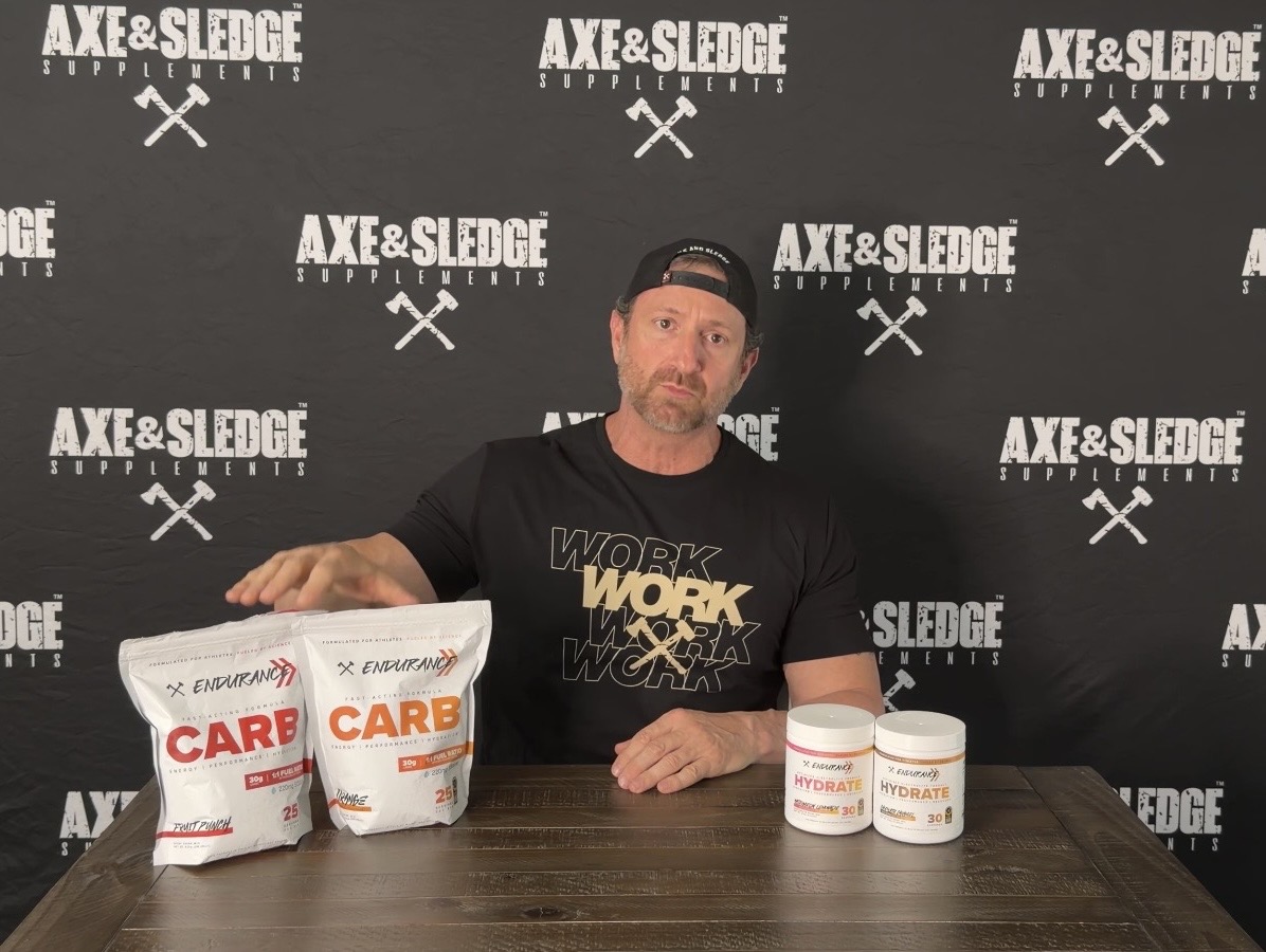 Dean Perrone presenting Axe & Sledge Endurance Carb and Hydrate products — Dean Perrone Gen X UGC Creator